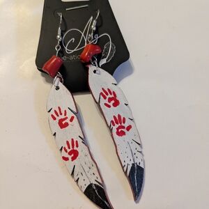 Hand-Painted MMIWP Feather Earrings